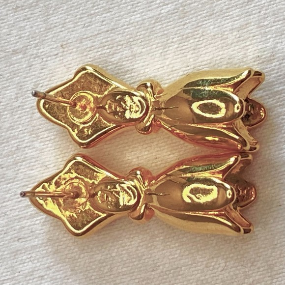 Three In One Earrings Gold Tone Tops With Detachable Faux Pearl Studs - Picture 9 of 14